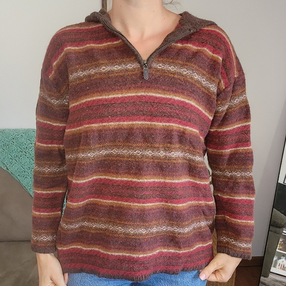 $$ Deane & White Wool Striped Pullover With Hood Size XL